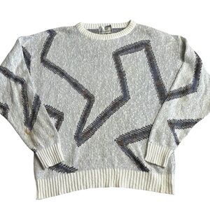 Vintage London Fog‎ Sweater Men’s Geometric Knit Crewneck Pullover Retro 90s